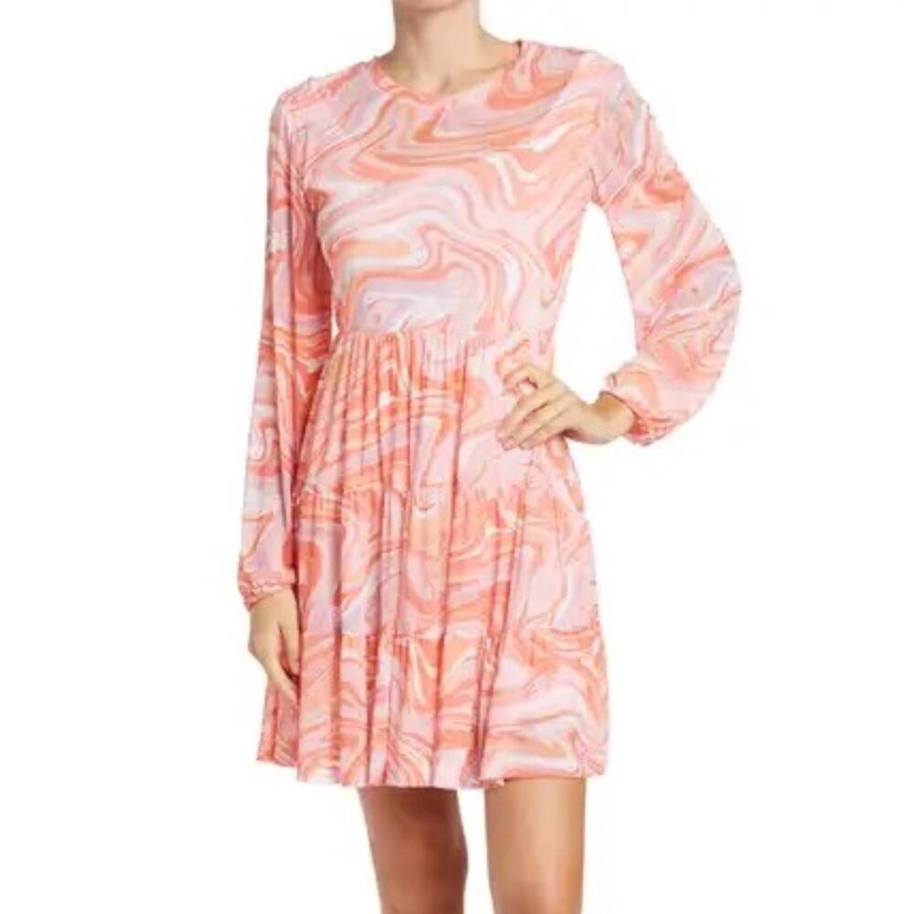 Love By Design Vibrant Orange and White Long Sleeve Dress.  New. Never worn.